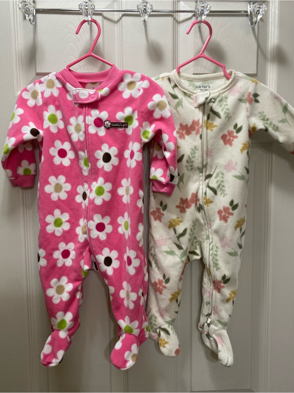 2/25$ Carter's Floral Fleece Footed Sleepers